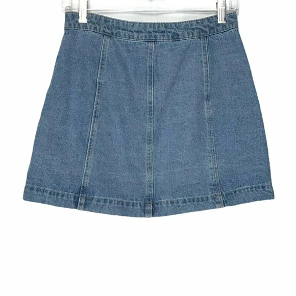 Forever 21 Skirt Women's Sz M A-Line Button Fly Jean Mini Pocket Denim Blue - Picture 2 of 9